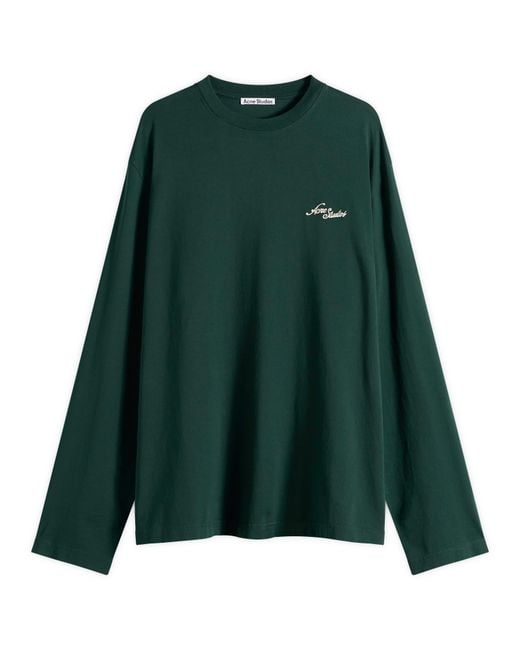 Acne Green Edden Small Venice Logo Long Sleeve T-Shirt for men
