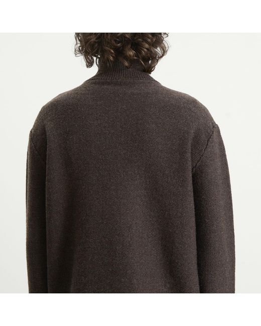 Maison Margiela Black Wool Distress Half Zip Knit for men