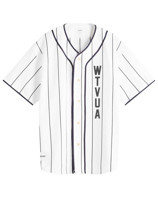 (w)taps Blue Stripe Baseball Shirt for men