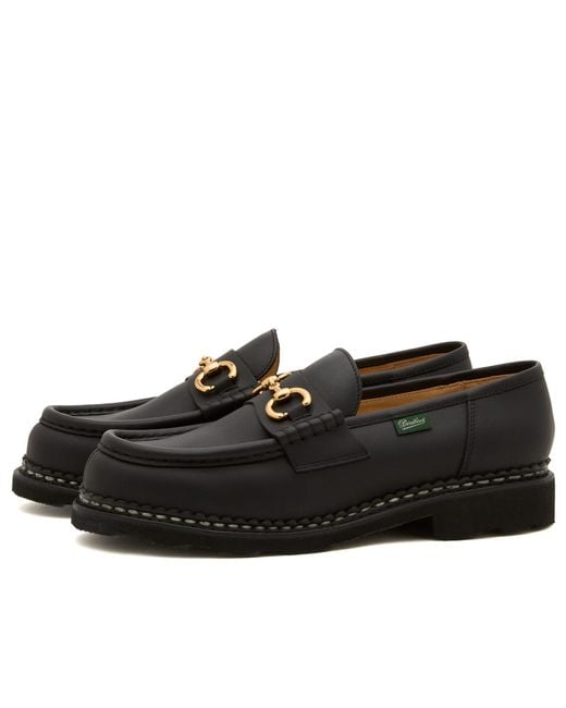 Paraboot Black Orsayti Leather Moccasin Shoe