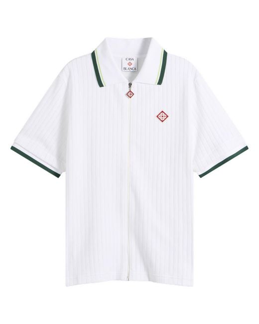 Casablanca White Velour Zip Up Shirt for men