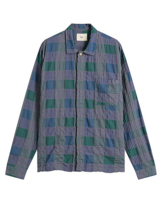 Folk Blue Patch Shirt for men