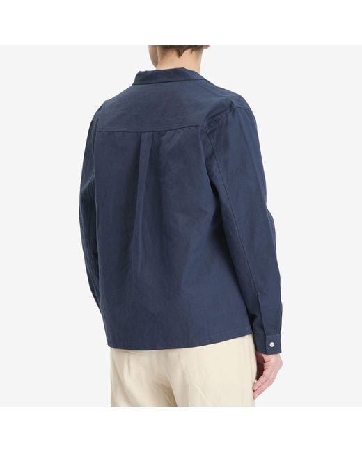 Folk Blue Anniversary Patch Overshirt for men