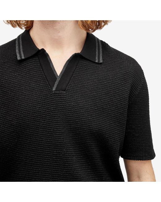 Percival Black Cassette Knit Polo for men