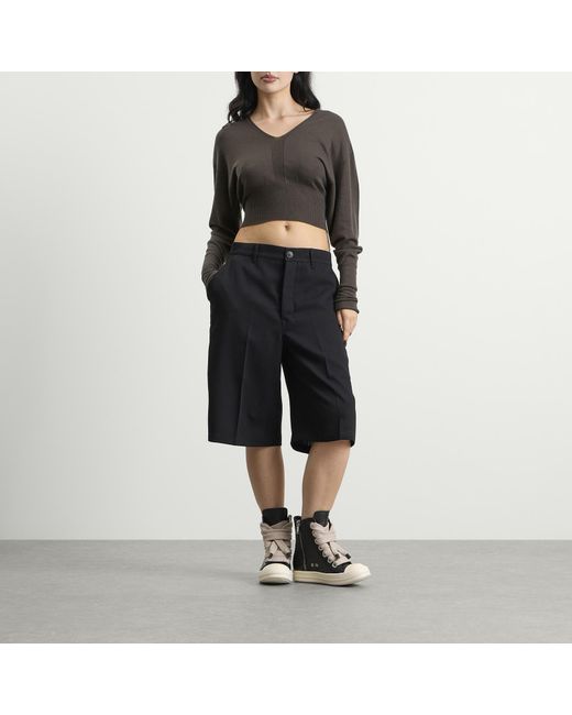 Rick Owens Black V-Neck Cropped Jumper