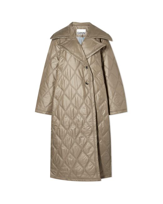 Ganni Brown Shiny Quilt Coat