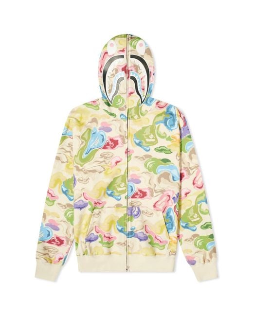 A Bathing Ape Green Bape Art Camo Shark Hoodie for men
