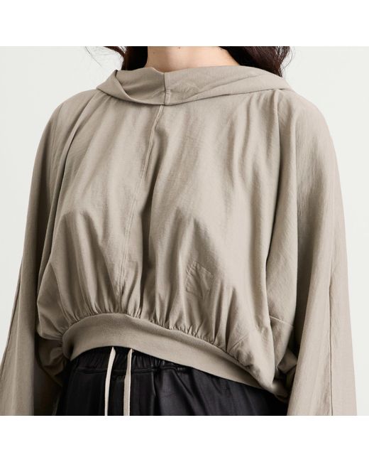Rick Owens Brown Cropped Hood Top