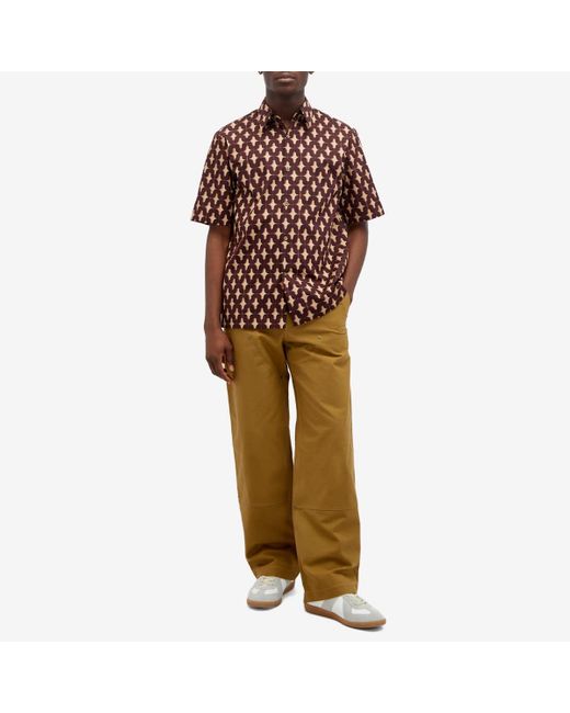 Dries Van Noten Brown Clasen Short Sleeve Poplin Shirt for men