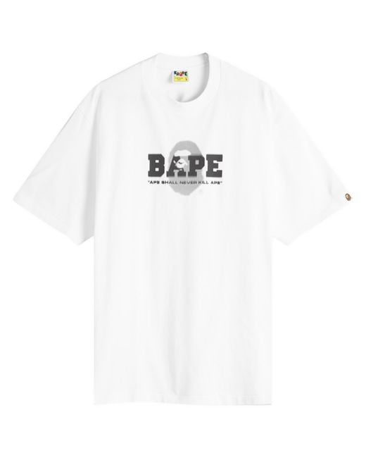 A Bathing Ape White Graffiti Logo Relaxed Fit Tee for men