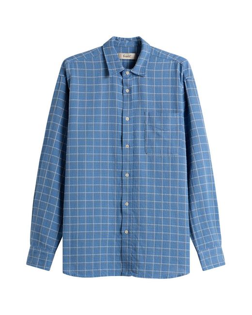 Forét Blue Scout Loose Weave Check Shirt for men