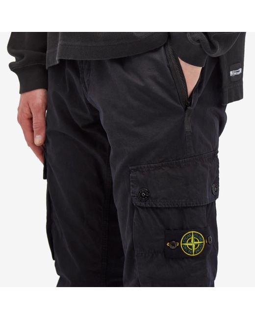 Stone Island Blue Brushed Cotton Canvas Cargo Pants for men