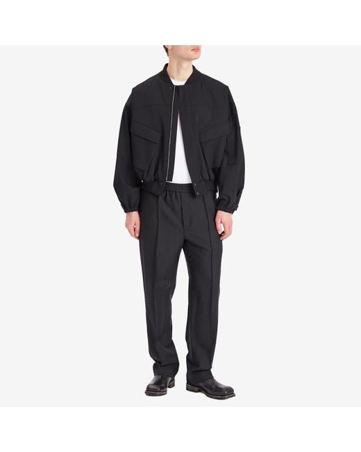 AURALEE Max Gabardine Chambray Padded Flight Blouson in Black for