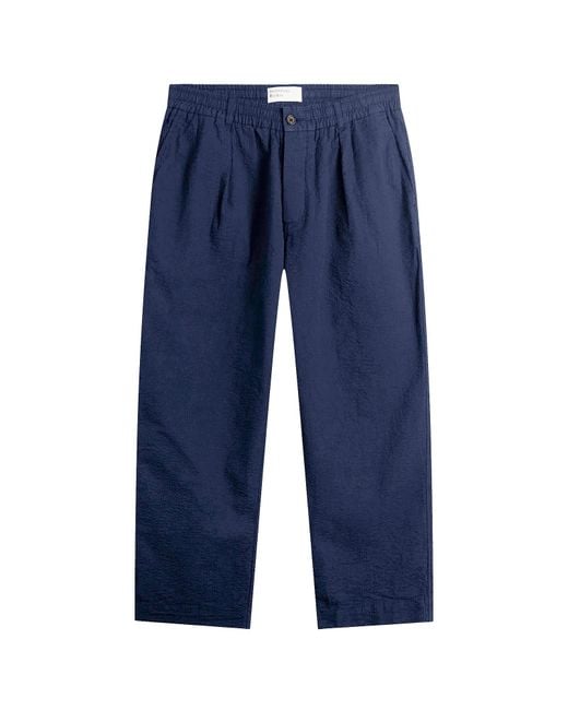Universal Works Blue Derby Stripe Oxford Pant for men