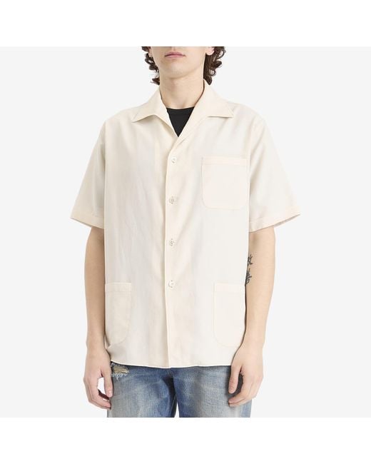 Maison Margiela Natural Stripe Short Sleeve Shirt for men