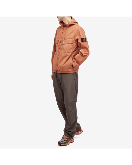 Stone Island Brown Supima Cotton Twill Stretch-Tc Hooded Jacket for men