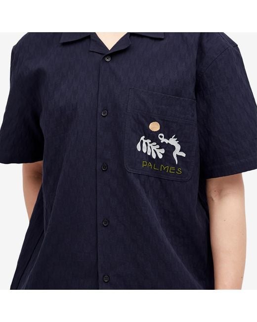 Palmes Blue Garden Short Sleeve Shirt for men