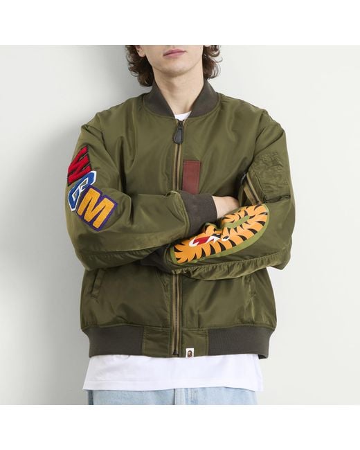 A Bathing Ape Green Shark Ma-1 Jacket for men
