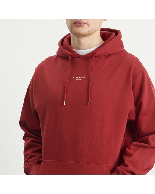Drole de Monsieur Red Classic Slogan Hoodie for men