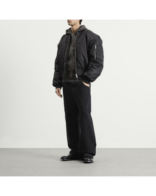 Entire studios Black Cropped Broad Bomber Jacket for men