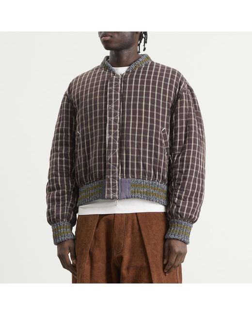 STORY mfg. Gray Hand Applique Seed Bomber Jacket for men