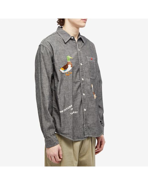 Human Made Gray Chambray Duck Shirt for men