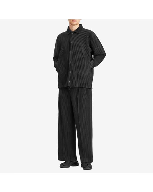 Homme Plissé Issey Miyake Black Pleated Mesh Coach Jacket for men