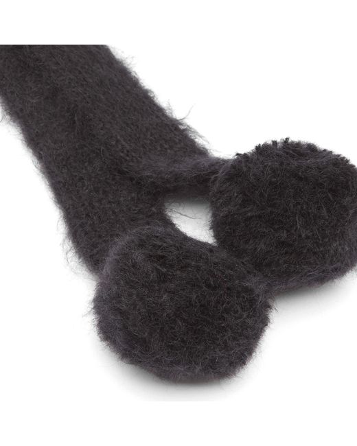 Acne Black Klavad Fluffy Beanie Hat & Scarf