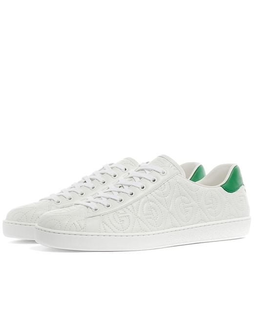 Gucci White Ace G Rhombus Sneakers for men