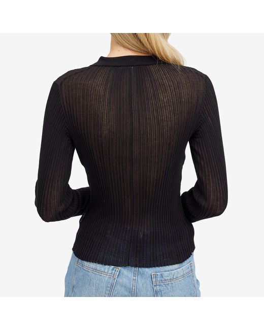 WOOD WOOD Black Wendy Knit Polo Top