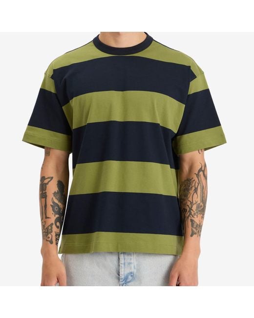 YMC Blue Triple Stripe T-Shirt for men