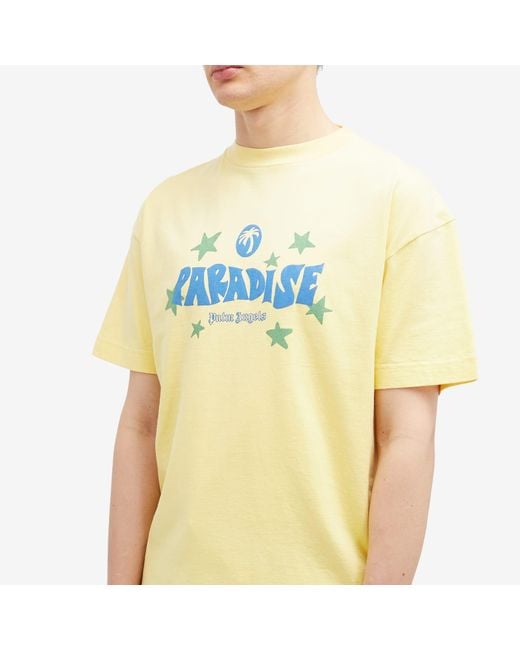 Palm Angels Yellow Paradise Palm T-Shirt for men