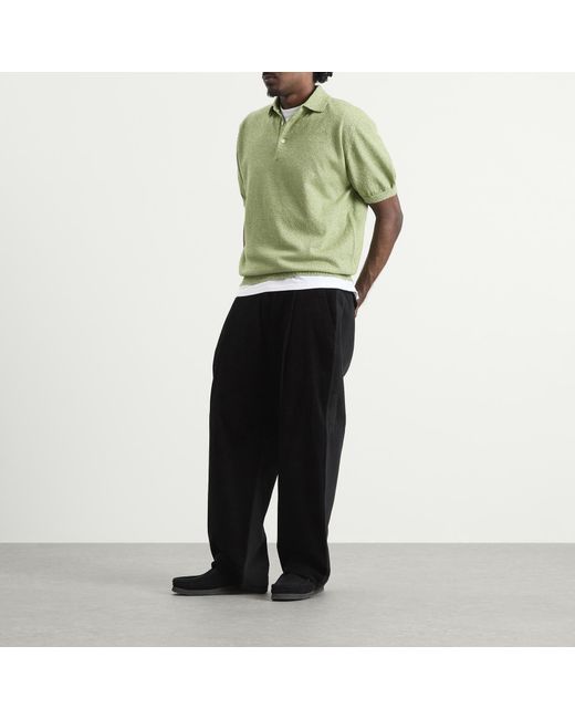 Beams Plus Green Boucle Knit Polo for men