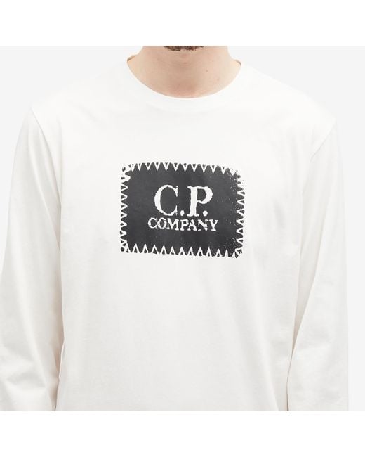 C P Company White Box Logo Longsleeve T-Shirt for men