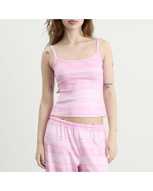 Skims Pink Plush Pointelle Cami Top