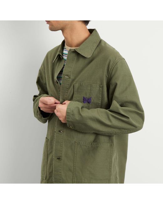 Needles Green Reversed Sateen Coverall Jacket for men