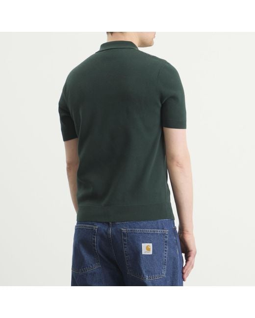 Fred Perry Green Panel Knitted Polo Shirt for men