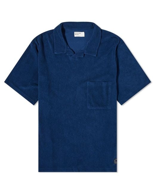 Universal Works Blue Lightweight Terry Vacation Polo Shirt for men