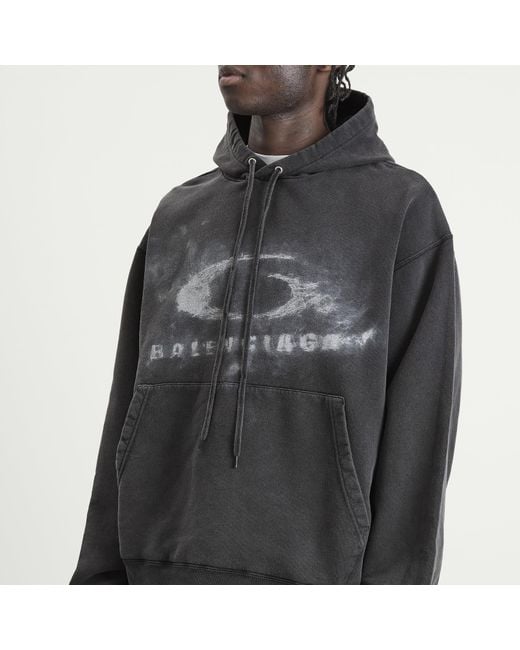 Balenciaga Washed Crayon Logo Oversized Hoodie in Black for Men | Lyst