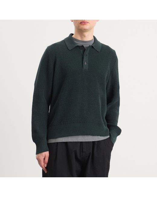 Corridor NYC Green Long Sleeve Slouchy Polo Shirt for men