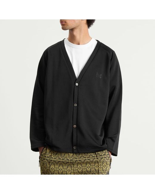 Needles Black V-Neck Cardigan for men
