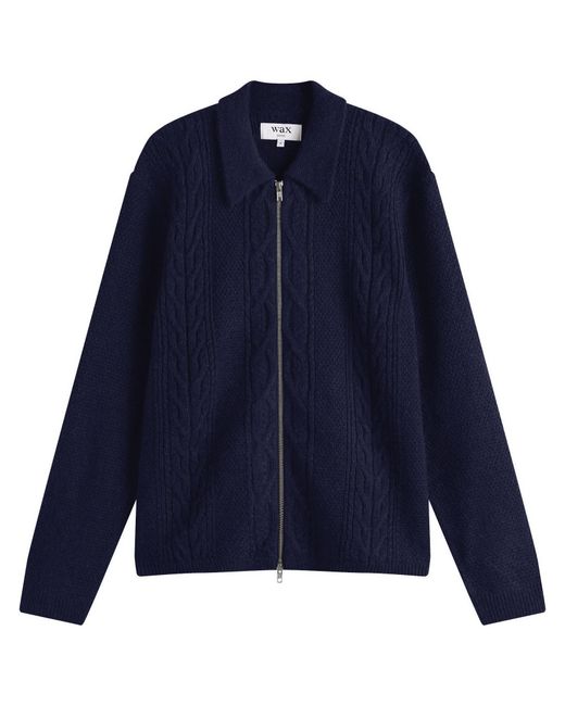 Wax London Blue Friar Zip Knit Jacket for men