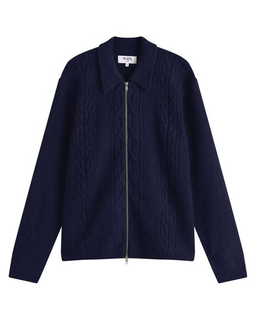 Wax London Blue Friar Zip Knit Jacket for men