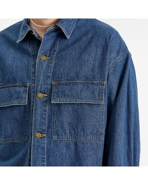 AURALEE Selvedge Light Oz Denim Shirt in Blue for Men | Lyst