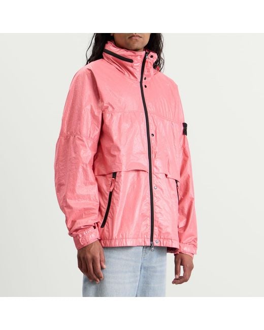 Stone Island Pink Light Nylon 3L-Tc Hooded Jacket for men