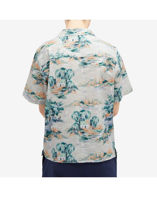Wax London Blue Didcot Scenic Vacation Shirt for men