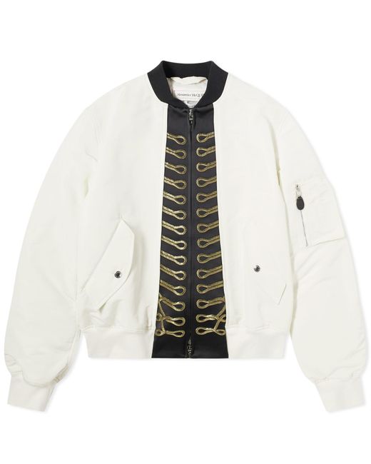 Alexander McQueen White Tailored Collar Bomber Jacket for men