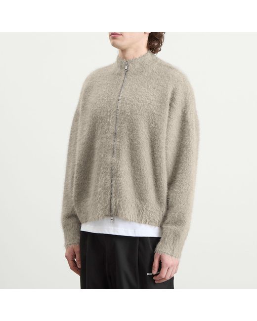 MKI Miyuki-Zoku Gray Faux Alpaca Knit Track Jacket for men