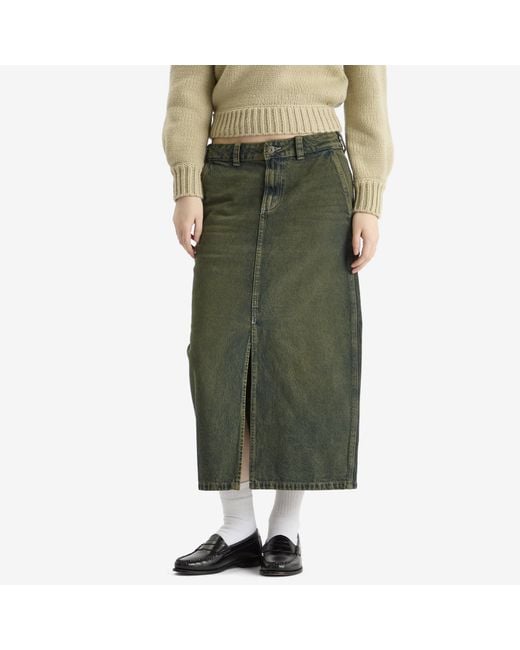 Dickies Green Midi Denim Carpenter Skirt