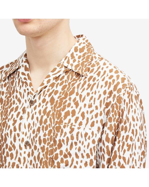 Wacko Maria Brown Long Sleeve Leopard Vacation Shirt for men